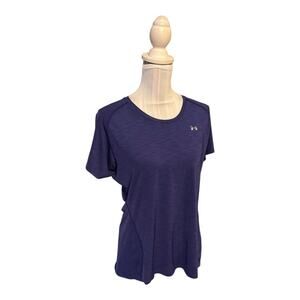 Under Armour Purple Semi-Fitted Heat Gear Top Size L